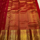 Rich gold zari pallu on vibrant red Kanjivaram pure silk saree — Idam Living