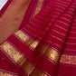 Purple silk thread accent stripes on rettapet border of vibrant red Kanchipuram saree — Idam Living