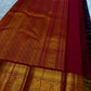 Vintage Aubergine Handwoven Pure Silk KanchiPattu Saree with Zari Kattam and Arakku Red Korvai Mayil Border