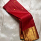 Vintage maroon handwoven Pure Silk Kanjivaram Zari Kattam saree with kili (parrot) motif pallu, full drape view.