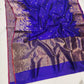 Violet-blue Pattu Silk Chanderi saree with golden buttas