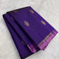 Violet and Gold Handwoven Pure Silk Kanjeevaram Saree with Gandaberunda Butta and Rettapet Border