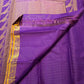 Royal Purple pure silk saree with continuous needle-like Vairaoosi gold zari weaving.