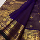 Purple Kanjipuram saree with Arakku gold pallu