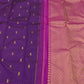 Violet magenta Kanchipuram silk saree with Korvai construction and gold zari motifs — Idam Living