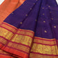 Gold zari detail on deep violet Kanchipuram pure silk