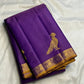 Handwoven purple Vairaoosi saree with traditional antique-gold ornamental zari border.