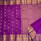 Violet Handwoven Pure Silk Kancheepuram Saree with Zari Kattam Body and Kamalam Butta Varisaipet Border
