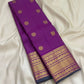 Violet Handwoven Pure Silk Kancheepuram Saree with Zari Kattam Body and Kamalam Butta Varisaipet Border