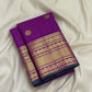 Violet Handwoven Pure Silk Kancheepuram Saree with Zari Kattam Body and Kamalam Butta Varisaipet Border