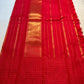 Vivid Red Ettukol Kanjivaram silk saree full view