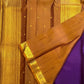 Vivid violet Pure Silk Kanjeevaram Butta saree with copper gold zari border, detail view 3