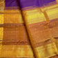 Vivid violet Pure Silk Kanjeevaram Butta saree with copper gold zari border, detail view 4
