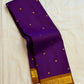 Vivid violet Pure Silk Kanjeevaram Butta saree with copper gold zari border