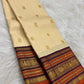 Soft ivory pure mulberry silk Varisaipet saree with small spaced antique-gold zari motifs.