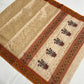Warm Ivory Handwoven Chanderi Saree in Katan Silk with Maroon Floral Border