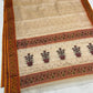 Warm Ivory Handwoven Chanderi Saree in Katan Silk with Maroon Floral Border