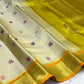 Warm Ivory Kanjipuram saree with Gandaberunda and Yazhi buttas - Idam Living
