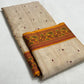 Warm Ivory Handwoven Chanderi Saree in Katan Silk with Maroon Floral Border