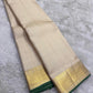 Warm Ivory Kanchi Pattu silk saree, included blouse piece — Idam Living