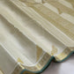 Warm Ivory Kanjipuram silk saree, body weave texture close-up — Idam Living