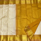 Warm Ivory Handwoven Pure Silk Kanchipuram Saree with Bavanji Border and Mayil Chakram, woven motif and zari detail