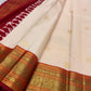 Warm Ivory Kanchipuram Saree — body close-up showing fine Vairaoosi zari lines