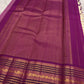 Warm Ivory Pure Silk Kanchipuram Varisaipet Saree with Vadamalli Purple Border