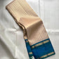 Warm Ivory Handwoven Pure Silk Kanjivaram Saree with Zari Kattam and Peacock Blue-Green Shot Border