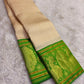 Pure Silk Kanchipuram Korvai saree with petite antique gold zari buttas
