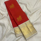 Grand Warm Ivory Kanchipuram pallu with dense antique gold zari lattice