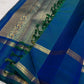 Warm Ivory Handwoven Pure Silk Kanjivaram Saree with Zari Kattam and Peacock Blue-Green Shot Border