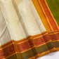 Warm ivory pure silk Pattupet Kanjivaram saree, full view