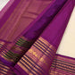 Warm Ivory Pure Silk Kanchipuram Varisaipet Saree with Vadamalli Purple Border