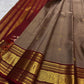 Warm Sand Beige Pure Silk KanchiPattu Zari Kattam Saree - front view