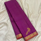 Gold zari lattice seer pallu with Kili birds on a Vadamalli purple pure silk Kanjeevaram saree
