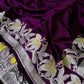 Wine Blossom Pure Silk Chanderi Saree neatly folded with Antique Silver Border