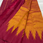 Kanchipuram silk saree in maroon with mustard border Thazhampoo Reku weave folded view