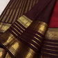 Wine red Pure Silk Kanjivaram Varisaipet saree with coffee brown border and Annapakshi weaving