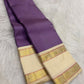 Wisteria Handwoven Pure Silk Kanjeevaram Saree with Ivory Zari Kattam Rettapet Border