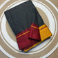 Handwoven Patteda Anchu Cotton Saree from Karnataka with Broad Double Border