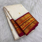 Yaanai Ambari elephant panel detail, warm-ivory Kanchipuram Korvai saree — Idam Living