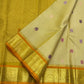 Yazhi Butta motif on ivory Kanchipuram pure silk saree