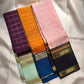 Close view of horizontal antique gold zari Veldhari weave on Turmeric Yellow silk