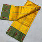 Yellow and olive-green Chanderi silk saree