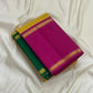 folded sunflower yellow checked kanchipuram silk saree with magenta zari border