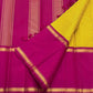 magenta zari woven pallu with vertical stripe detailing on kanchipuram silk saree