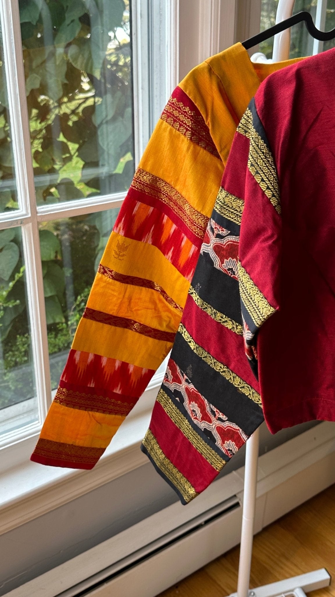 Luxury yellow handloom blouse with textured ikkat fabric and elegant woven borders