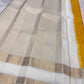 Marigold pure silk Kanjivaram saree, folded view — Idam Living