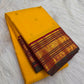 Manjal yellow pure silk Kancheepuram Korvai saree, folded view — Idam Living
